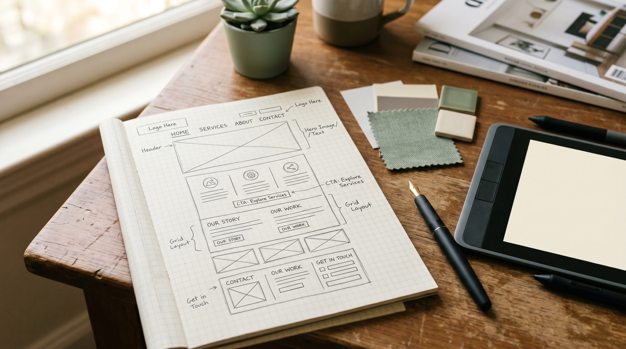 best website builder for small business wireframe sketch