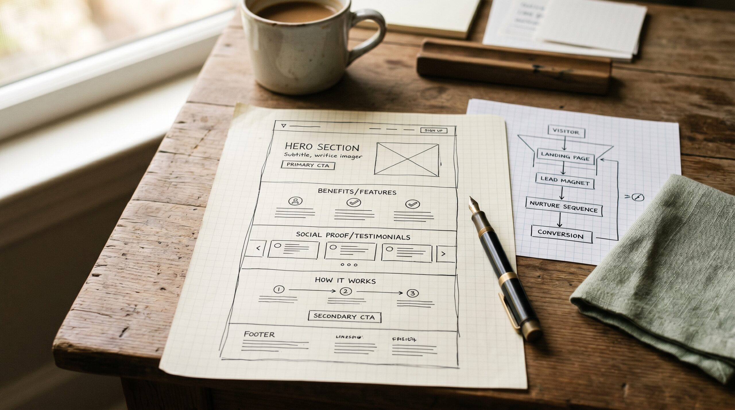 funnel builder wireframe sketch