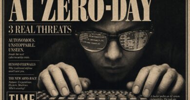 AI zero-day exploit cybersecurity threats vintage magazine cover