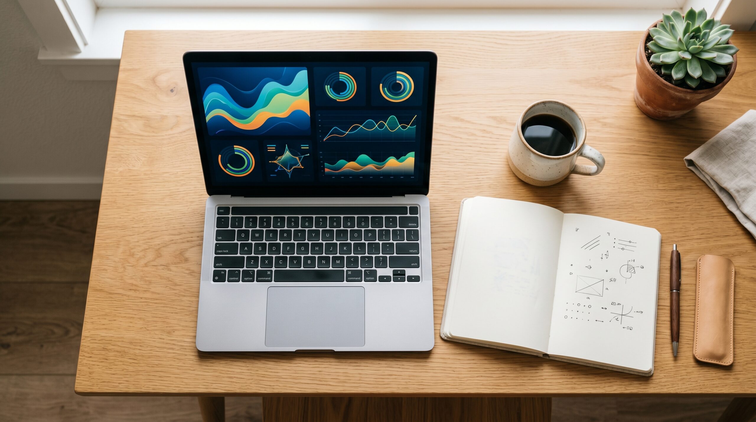 Small business owner reviewing CRM analytics and sales pipeline data on a laptop