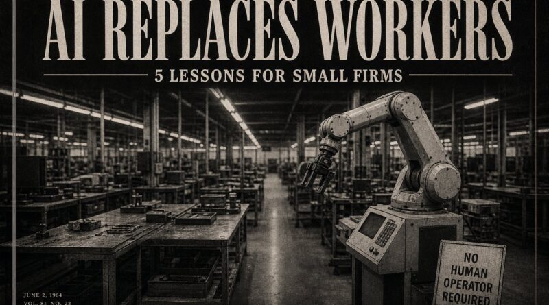 AI Replacing Workers vintage magazine cover