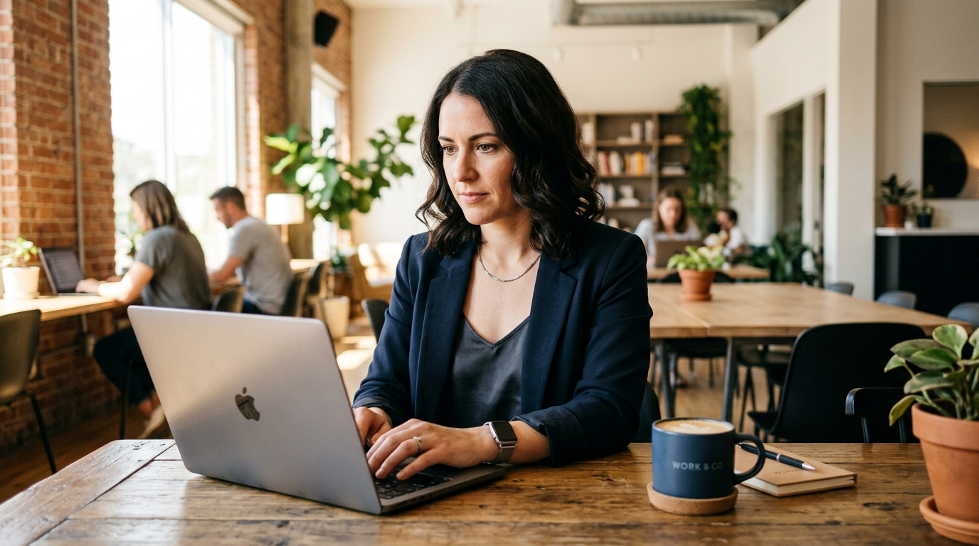 business owner typing professional response to a customer review on laptop