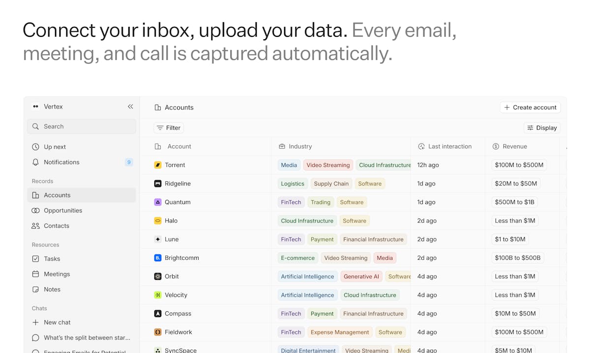 Lightfield AI CRM pipeline view showing auto-populated deals from email conversations