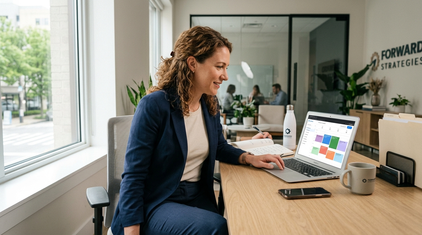 Service business owner managing client appointments and schedule efficiently - small business marketing strategy