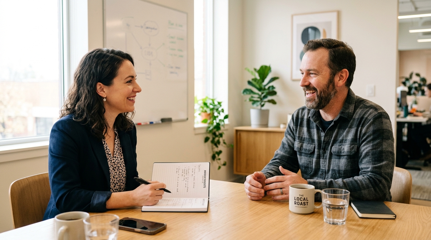 marketing professional conducting market research for your target audience - customer interview