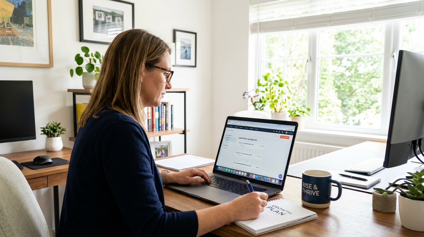 crm software for lead generation — small business owner reviewing automated lead follow-up sequences