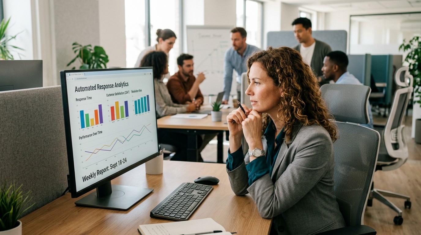 customer experience automation analytics team review open-plan office