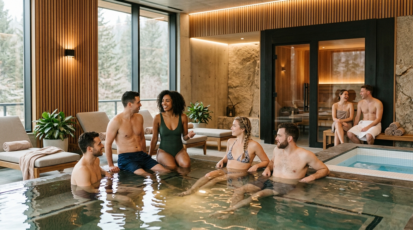 David Holz Midjourney medical scanner wellness spa facility with hot tub sauna and cold plunge