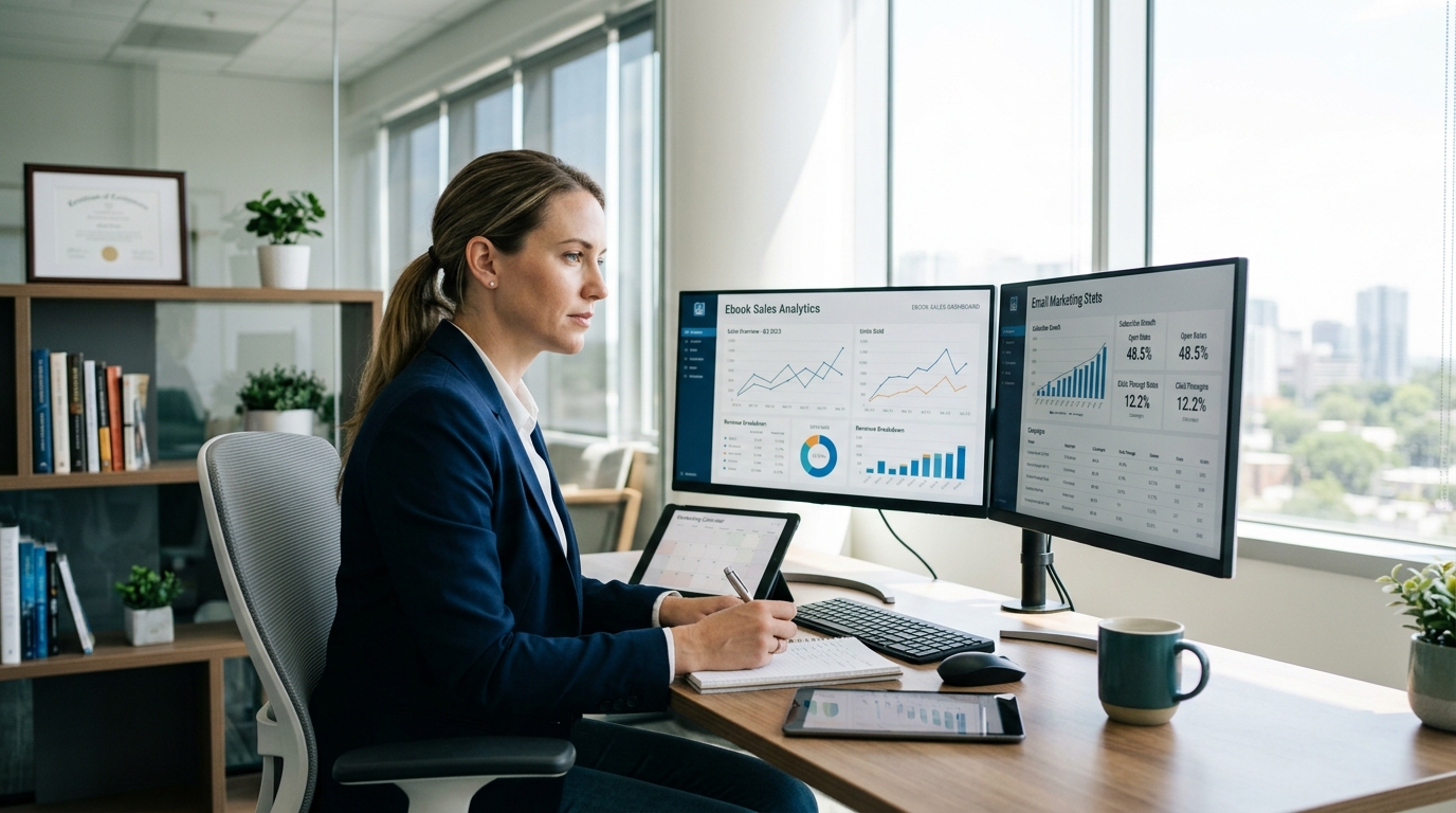 how to sell ebooks online - track ebook sales analytics and email marketing performance dashboard across multiple platforms