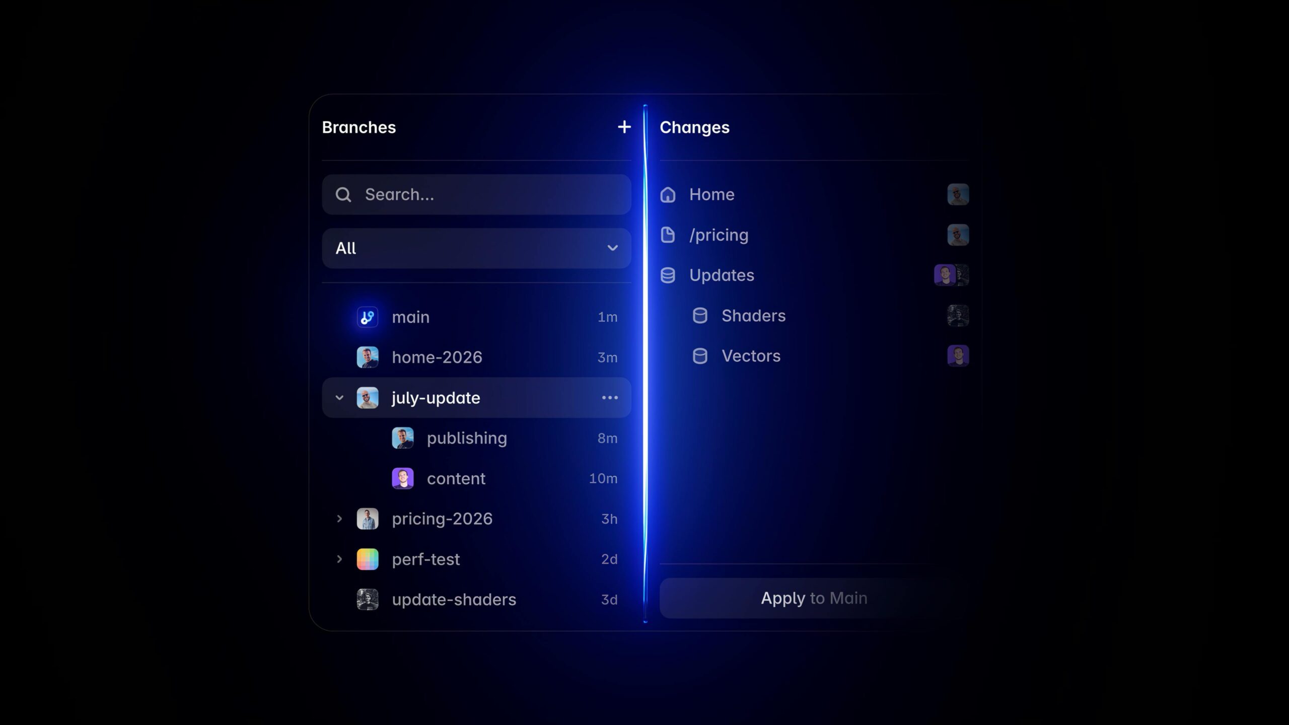 Framer 3.0 Branching feature for team collaboration on websites