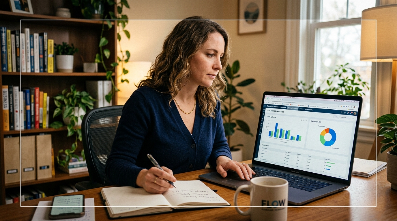 where do leads come from - small business owner reviewing lead source analytics on laptop