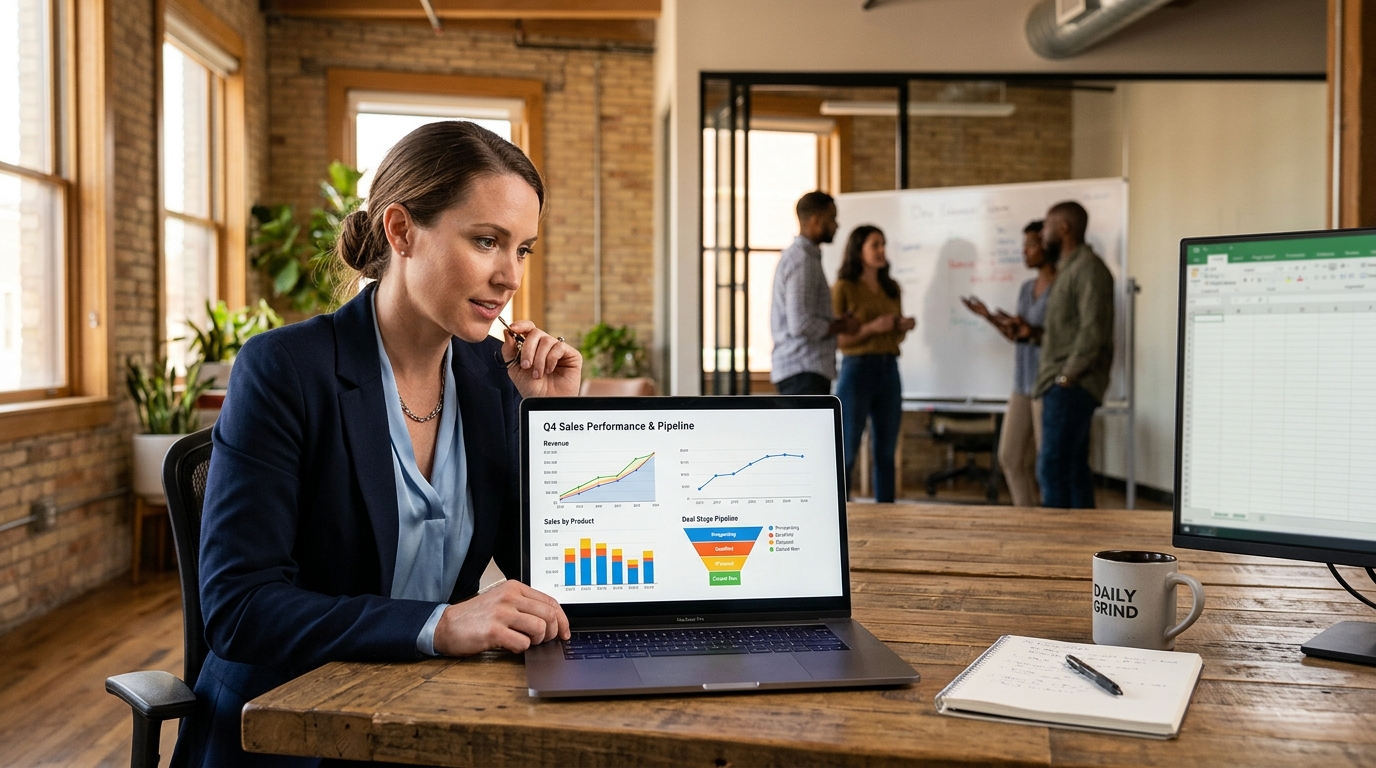 ways to make money online - small business owner reviewing sales pipeline and revenue reports on laptop