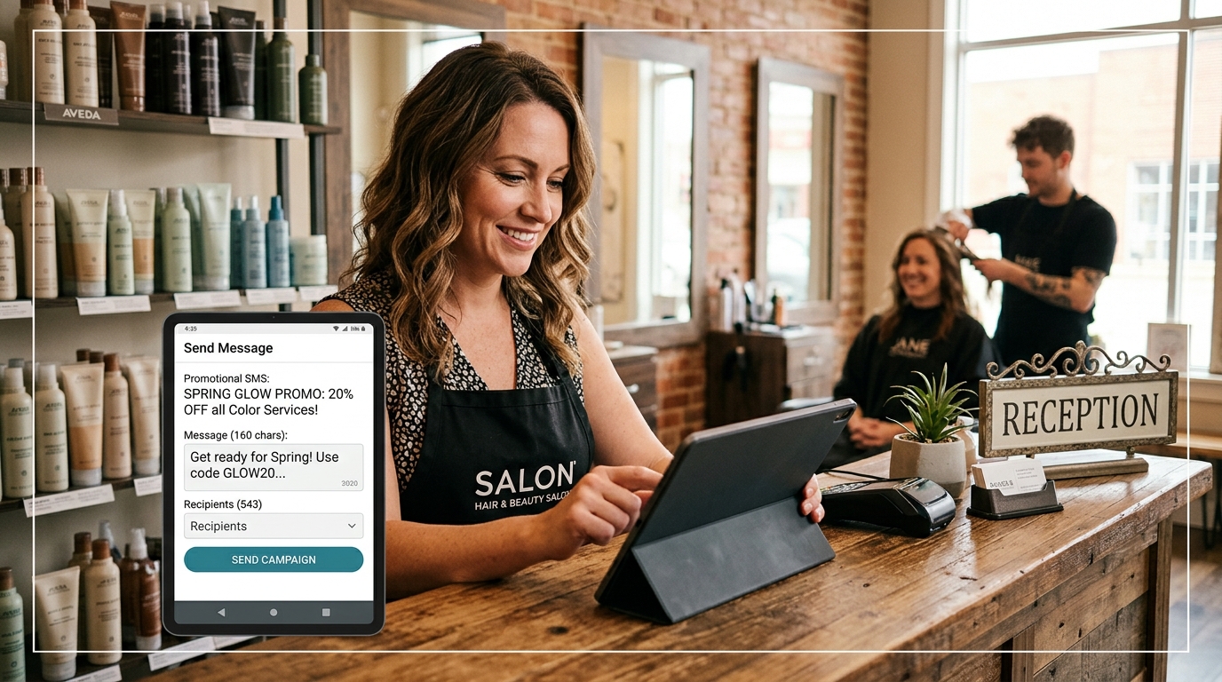 text message marketing for small business service owner sending SMS campaign - Automated Sales Machine