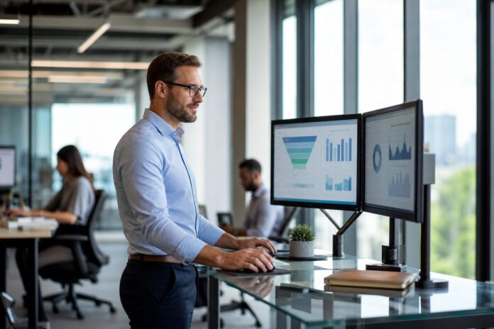B2B lead generation strategies professional reviewing pipeline data — Automated Sales Machine