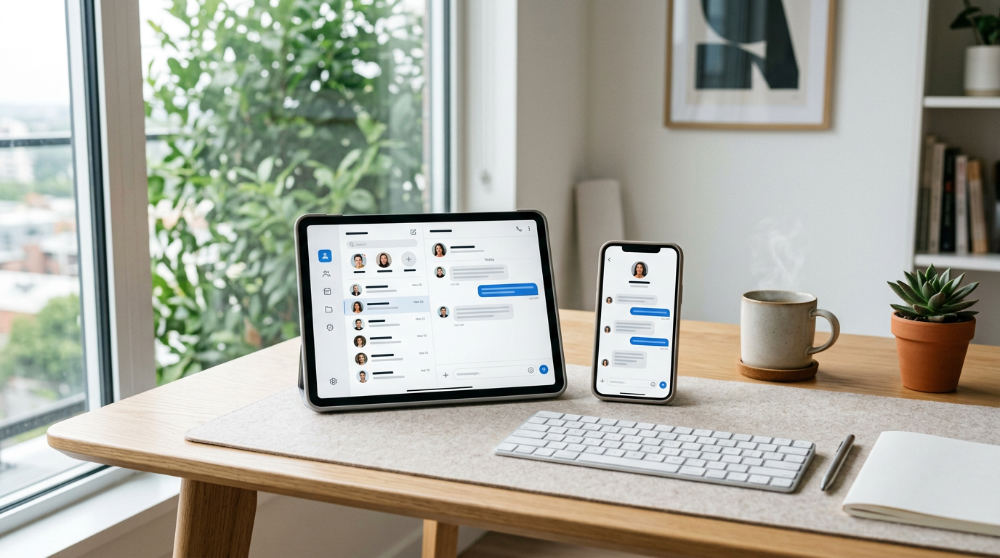 Mobile and desktop cloud based CRM software synchronization