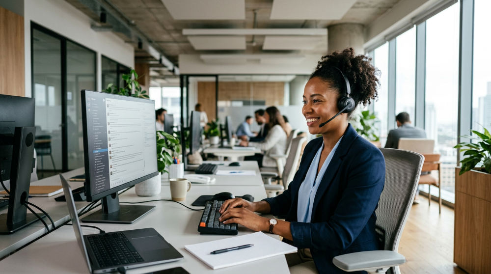 A sales representative using an autonomous sales system to qualify B2B leads and book appointments.