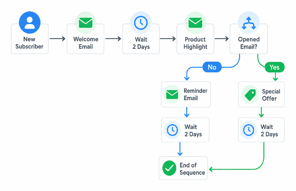 Visual node-based workflow builder for marketing automation