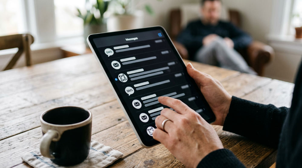 A user using ai lead qualification software to manage a unified AI operating system inbox.