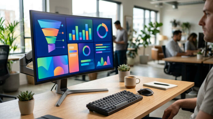Salesforce CRM Sales Cloud dashboard showing sales pipeline and revenue data