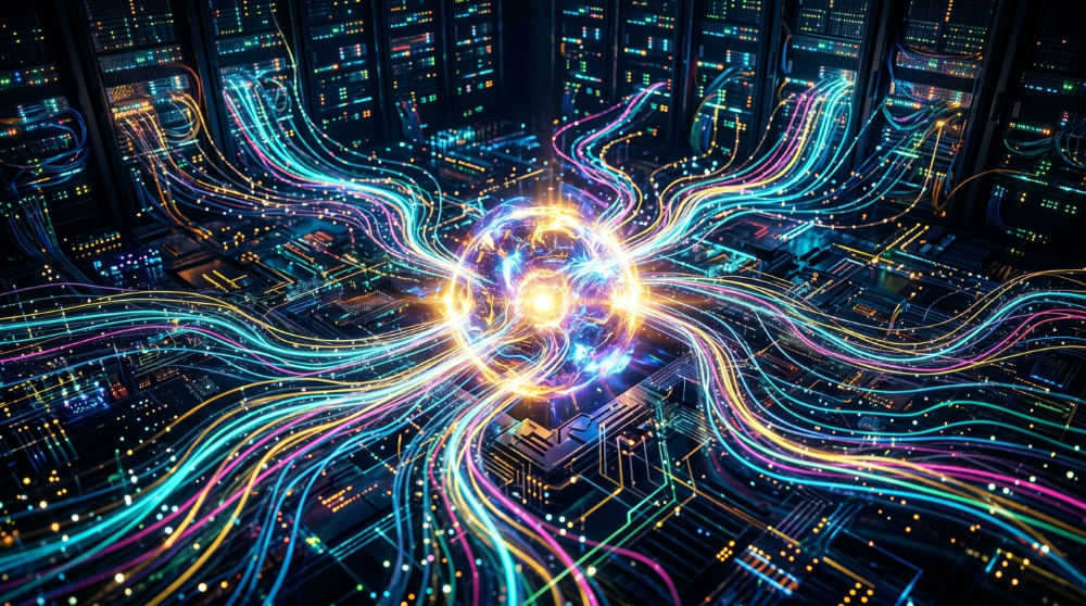 A unified AI operating system managing complex agentic workflows.
