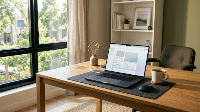 A professional workspace featuring a laptop displaying unified marketing automation software for business growth in 2026.