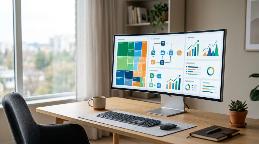 A clean interface of an AI-ready dashboard displaying e-commerce sales trends and automated bot interaction logs.